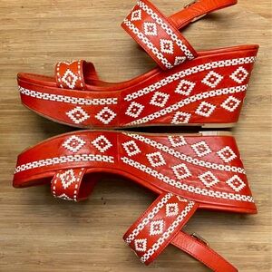 Tory Burch red Wedges.